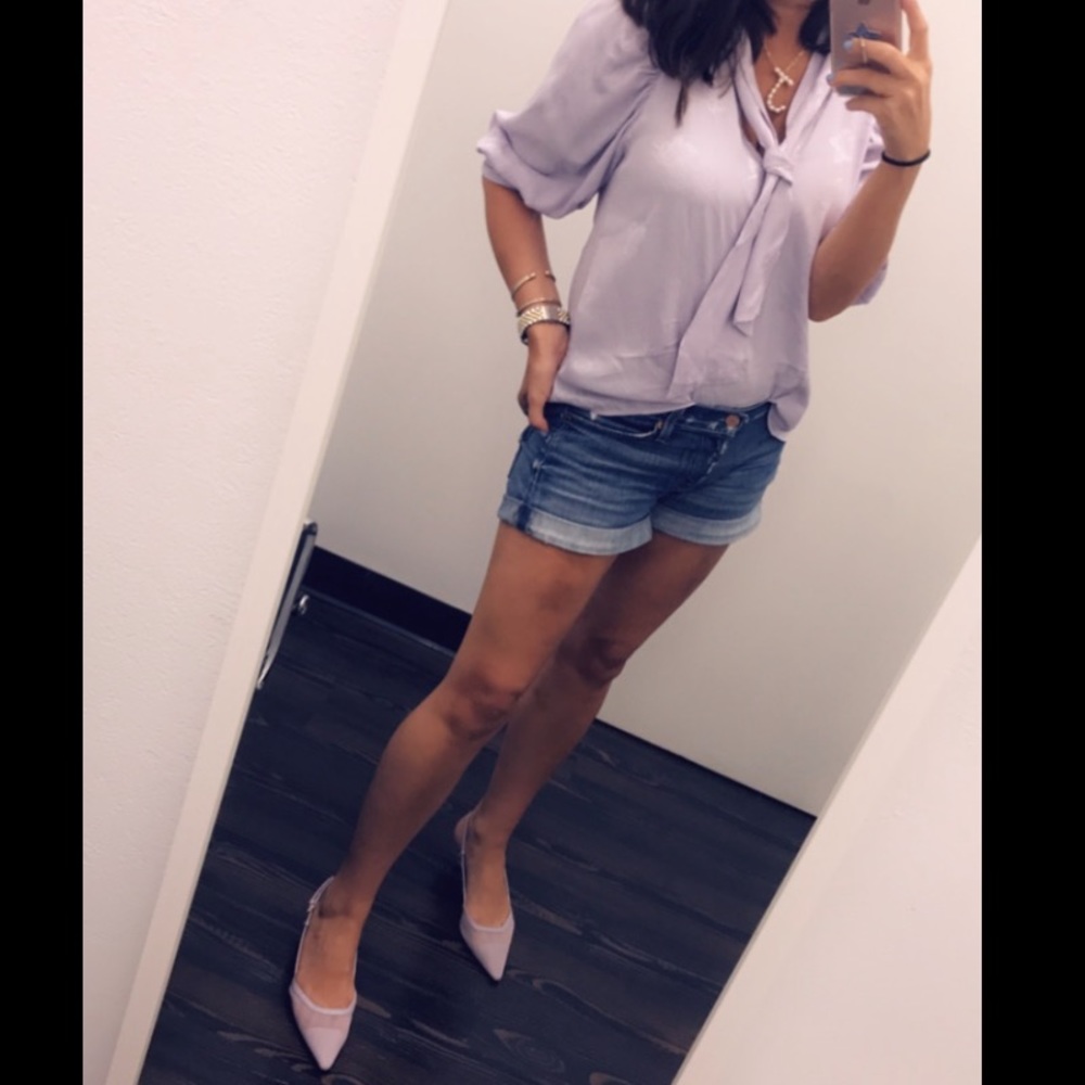 Zara lilac floral tie blouse